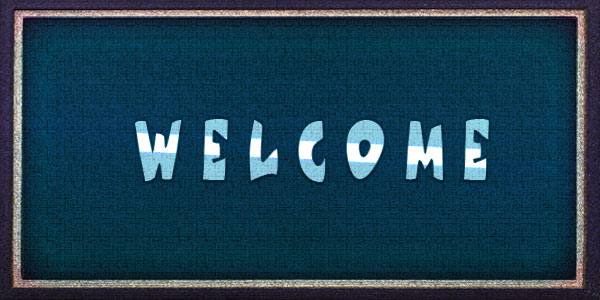 welcome mat that is blue and shrinks when clicked or hovered